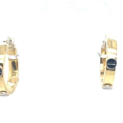 14K Two-Tone Gold Screw Style Hoop Earrings