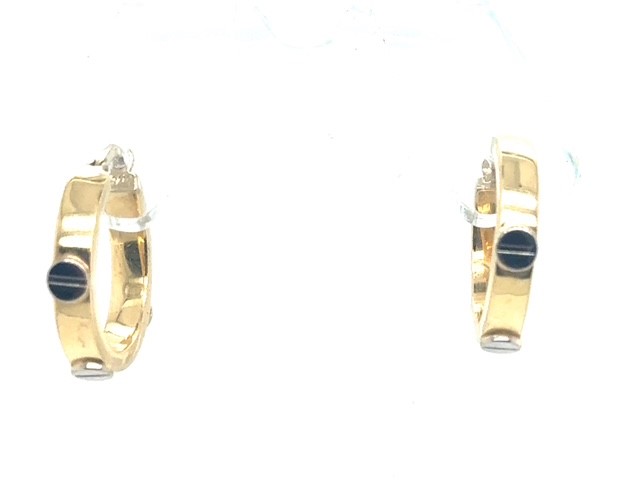 14K Two-Tone Gold Screw Style Hoop Earrings