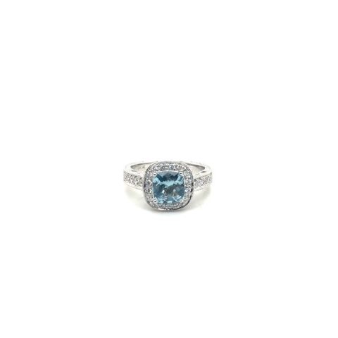 Aquamarine and Diamond Ring