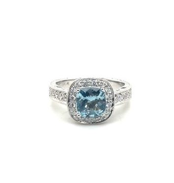 Aquamarine and Diamond Ring