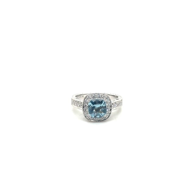 Aquamarine and Diamond Ring