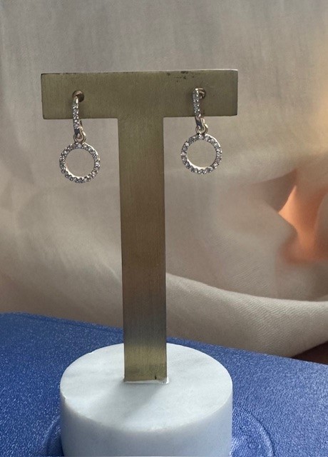 Two Tone Diamond Circle Earrings, Contemporary