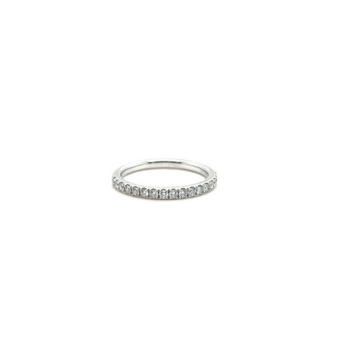 14K white gold lab-grown diamond half eternity band, 0.33 CTW H-I/VS2–SI1 pavé-set melee round brilliants, plain polished shank, size 7, Helzberg, contemporary