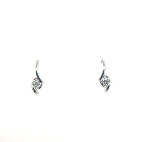 14K white gold diamond bypass twist stud earrings by Sirena, approx. 0.30 CTW I-J/SI–I1 round brilliant diamonds, polished bypass twist form, post backs
