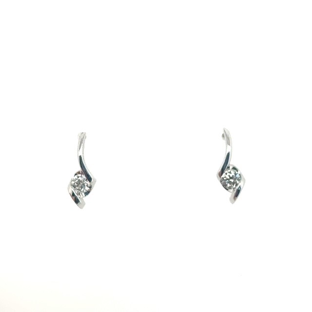 14K white gold diamond bypass twist stud earrings by Sirena, approx. 0.30 CTW I-J/SI–I1 round brilliant diamonds, polished bypass twist form, post backs