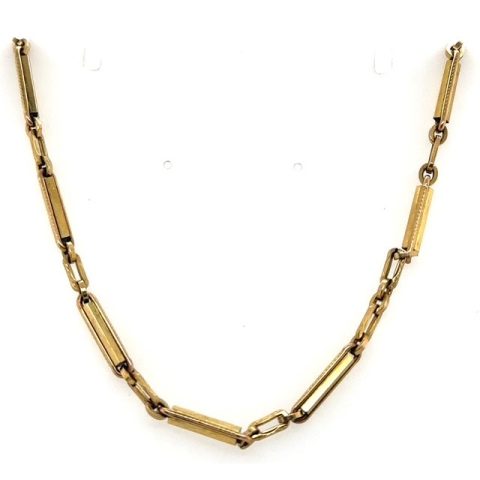 Yellow gold filled bar-link watch chain, 12.75 inches