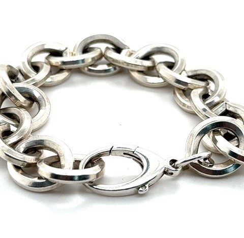 Sterling silver cable link bracelet, 7 7/8 inches
