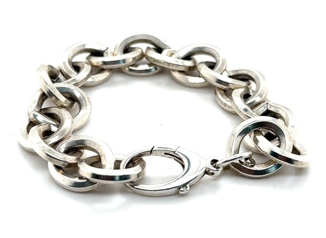 Sterling silver cable link bracelet, 7 7/8 inches