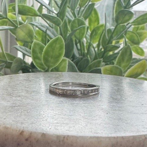 14K yellow gold princess cut diamond channel set band