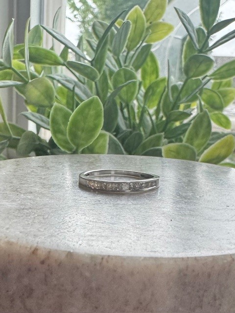 14K yellow gold princess cut diamond channel set band