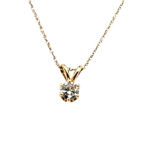 Vintage 14K yellow gold diamond solitaire pendant