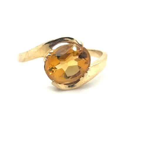 14K yellow gold citrine bypass ring