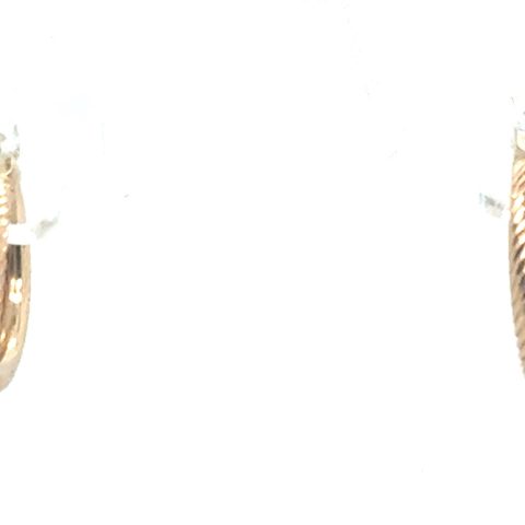 10K Yellow Gold Ribbed Twist Hoop Earrings