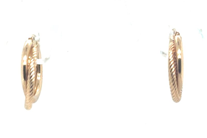 10K Yellow Gold Ribbed Twist Hoop Earrings