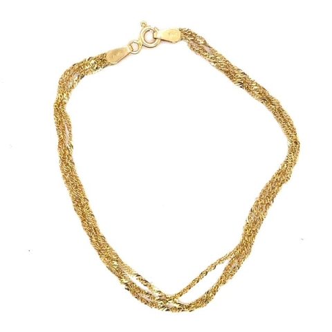 14K Yellow Gold 3-Strand Diamond-Cut Rope Chain Bracelet