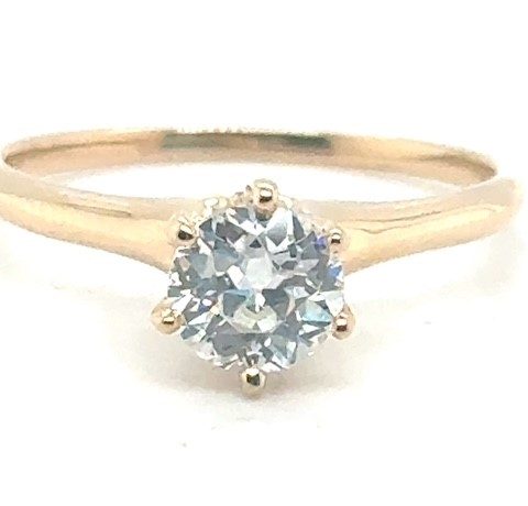 14K Yellow Gold Solitaire Ring with Circa 1890s Old European Cut Diamond