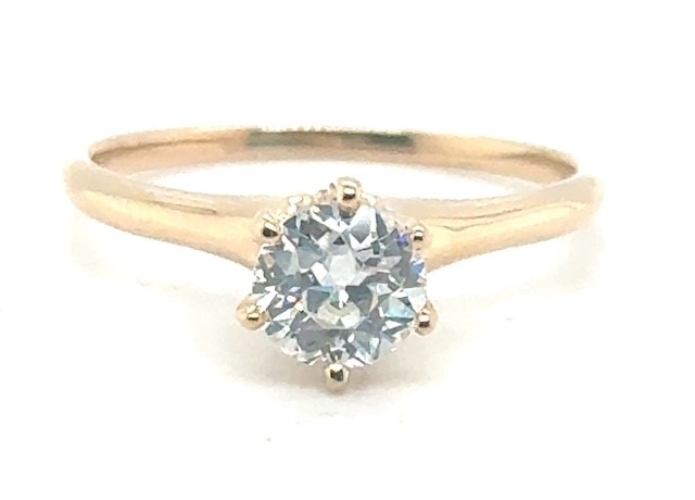 14K Yellow Gold Solitaire Ring with Circa 1890s Old European Cut Diamond