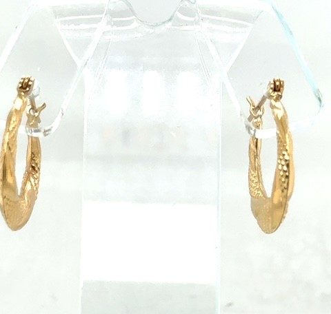 Contemporary 14K yellow gold tapered shrimp style hoop earrings