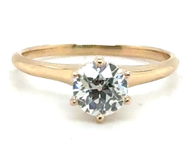 Victorian 14K yellow gold old European cut diamond solitaire ring