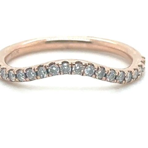 14K Rose Gold Curved Diamond Wedding Band