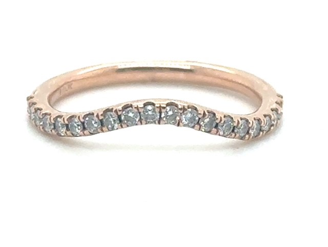 14K Rose Gold Curved Diamond Wedding Band