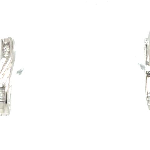 Contemporary 14K white gold baguette diamond hoop earrings