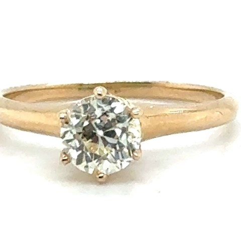 Victorian 14K yellow gold old European cut diamond solitaire ring