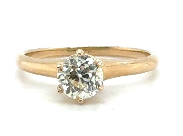 Victorian 14K yellow gold old European cut diamond solitaire ring