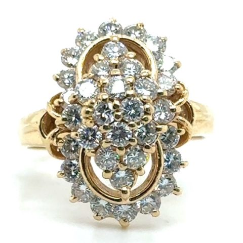 14K yellow gold round brilliant diamond cluster ring