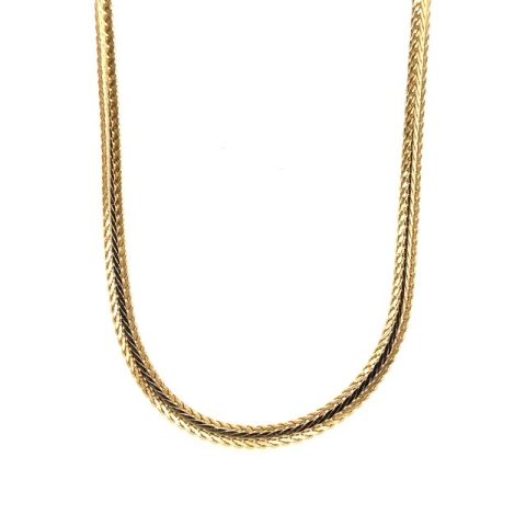 Contemporary 14K yellow gold wheat chain necklace