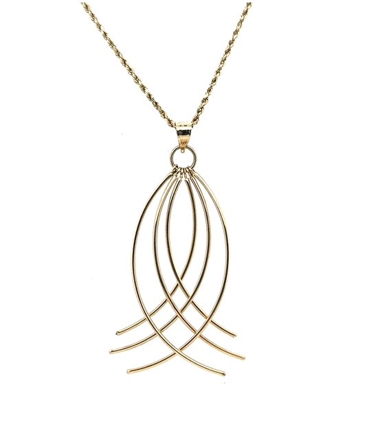 Contemporary 14K yellow gold curved bar pendant