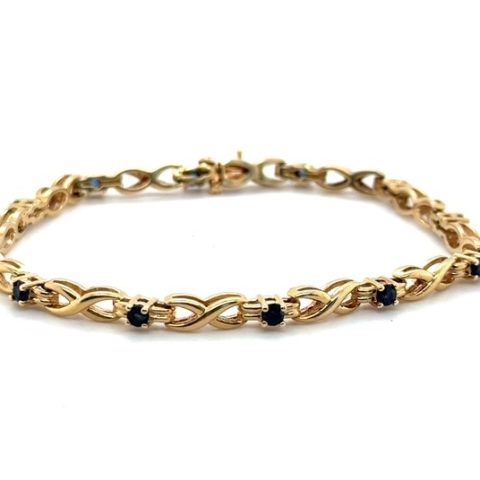 14K yellow gold sapphire infinity link bracelet, 1.20 CTW, 1990s