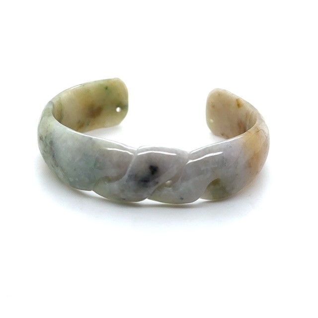 Dyed jade carved twist cuff bracelet