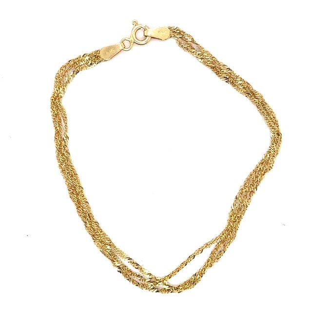 14K Yellow Gold 3-Strand Diamond-Cut Rope Chain Bracelet
